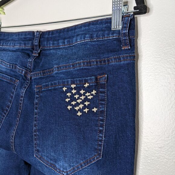 (Indigo Thread Co.) Visible Mending Skinny Jeans 6 - Picture 7 of 8
